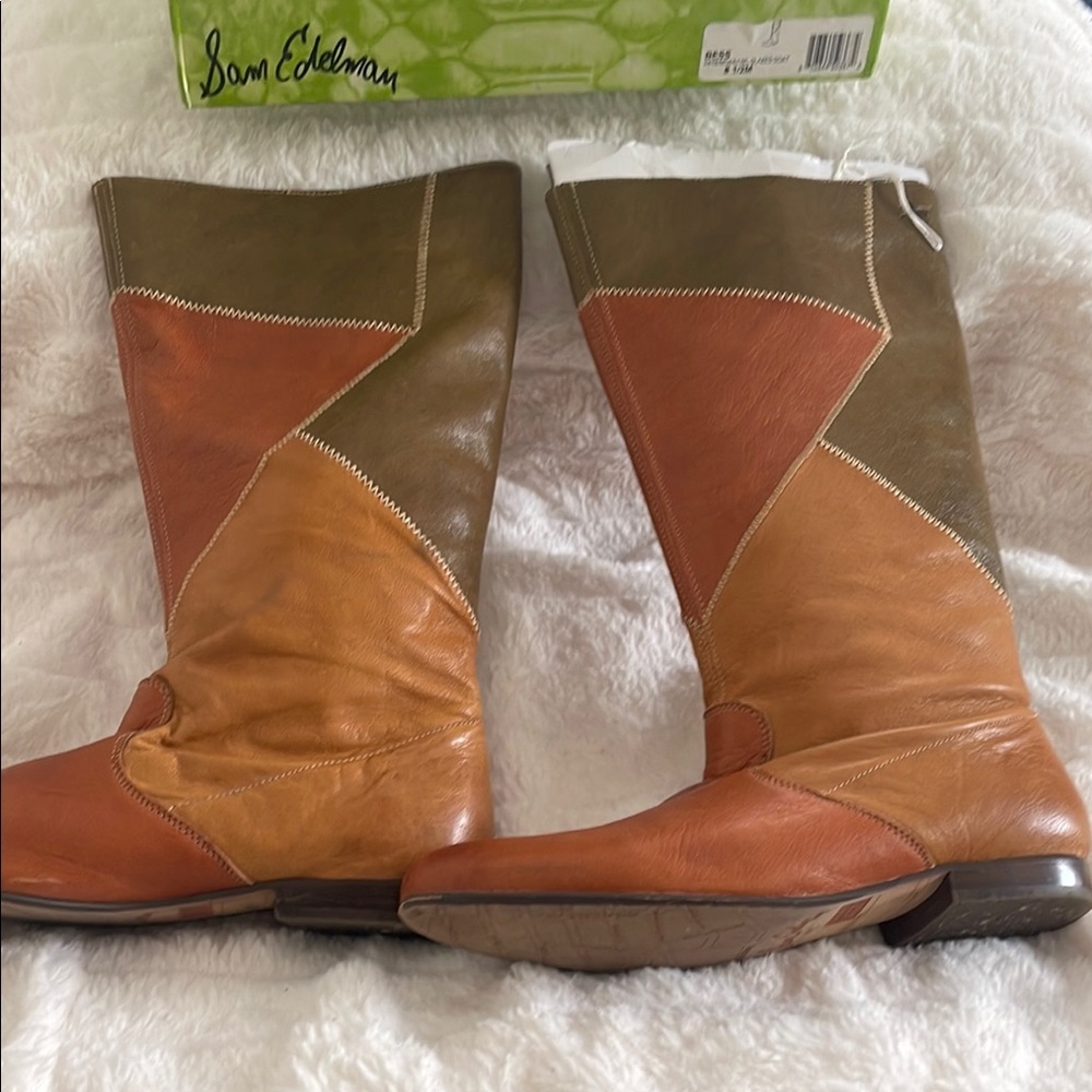 Patchwork Leather Boots - image 4